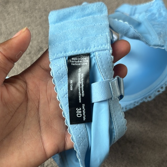 Rene Rofe Demi Lightly Padded Pale Blue Lace Bra SIZE 38D - Picture 5 of 5